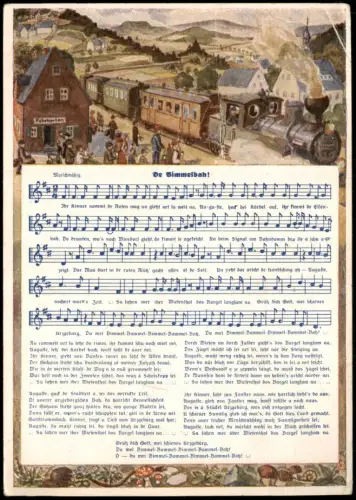 Ansichtskarte  Liedpostkarte 'De Bimmelbah!' mit Noten und Illustration 1925