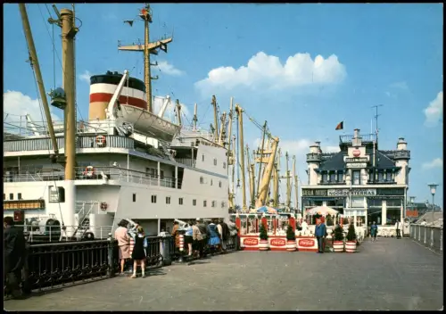 Antwerpen Anvers Noorderterras mit Café-Restaurant und Passagierschiff 1960