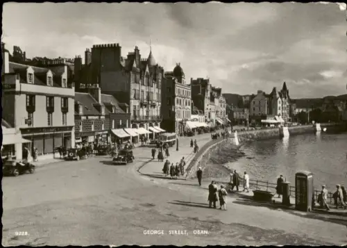 Postcard Oban Òban George Street mit Hafenpromenade 1940