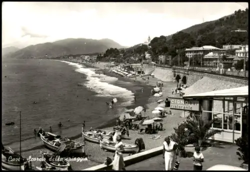 Cartolina .Ligurien Liguria CAVI Detail de la plage Beach 1962