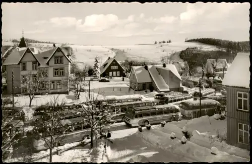 Sankt Andreasberg-Braunlage Stadtpartie im Winter Busbahnhof Fotokarte 1970