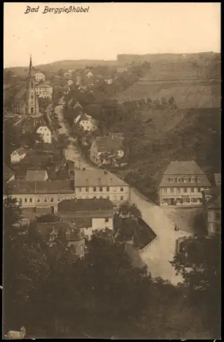 Ansichtskarte Bad Gottleuba-Berggießhübel Straßenpartie an der Kirche 1915
