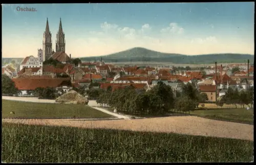 Ansichtskarte Oschatz Blick vom Feld auf die Stadt 1915