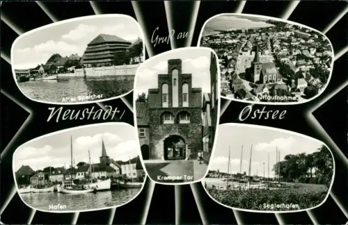 Ansichtskarte Neustadt (Holstein) MB: Hafen Speicher Luftbild 1962