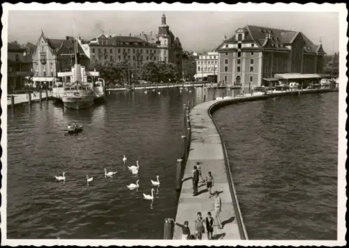 Ansichtskarte Rorschach Hafen mit Kornhaus 1955