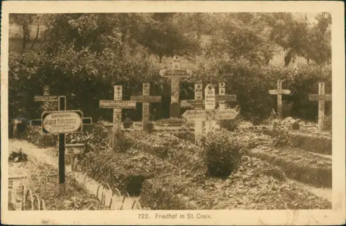 CPA Heilig-Kreuz Sainte-Croix-en-Plaine Soldatenfriedhof 1916  gel. Feldpoststempel WK1