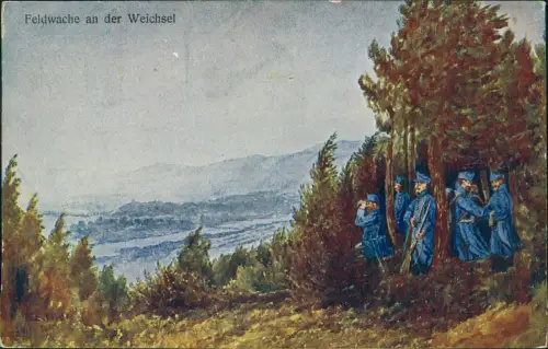 Postcard Polen Polska Patriotika Militaria Feldwache an der Weichsel 1915