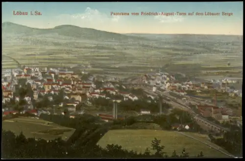 Löbau Panorama vom Friedrich-August-Turm auf dem Löbauer Berge 1915