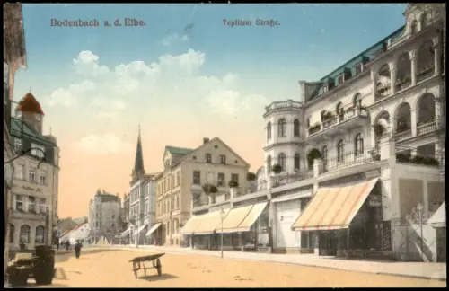 Postcard Tetschen-Bodenbach Decín Teplitzer Straße - Geschäfte 1914