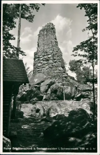 Sasbachwalden Ruine Brigittenschloß Schwarzwald - Fotokarte 1959
