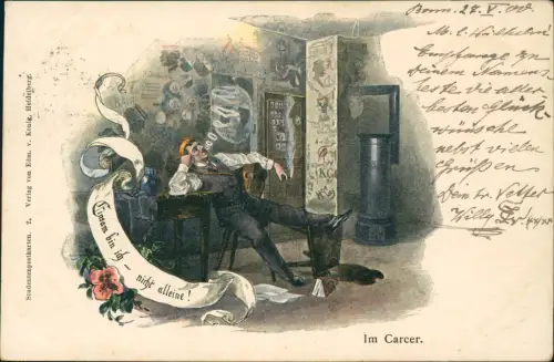 Ansichtskarte Heidelberg Carcer Künstlerlitho - Studentika 1900