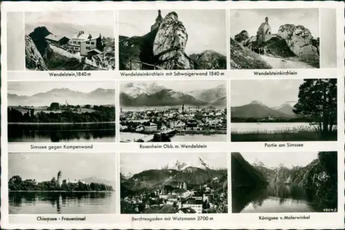 Ansichtskarte .Bayern Mehrbild Wendelstein Berchtesgaden Chiemsee Simssee 1963