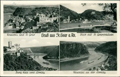 Ansichtskarte Sankt Goar 4 Bild Rheinfels Loreley Burg Katz 1957