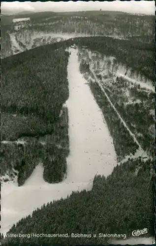Ansichtskarte Winterberg Luftbild Bobhaus im Winter 1957