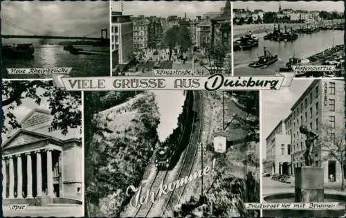 Ansichtskarte Duisburg Ich Komme! Dampflokomotive - Hafen Königstraße 1957