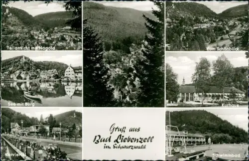 Ansichtskarte Bad Liebenzell MB. Schwimmbad Kurviertel Kurhaus 1964