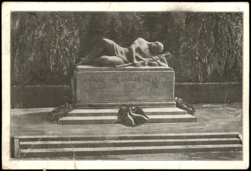 Ansichtskarte Rudolstadt Gefallenen-Ehrung Denkmal TREU BIS IN DEN TOD 1920