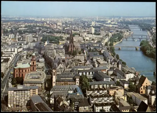 Frankfurt am Main Panorama Innenstadt & Main v. Flugzeug aus 1980