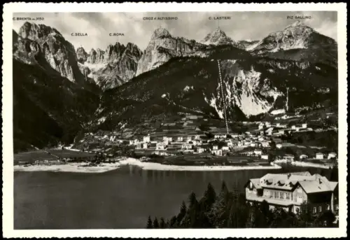 Südtirol DOLOMITI DI BRENTA Molvena col Lago e Grand Hôtel Molveno 1955