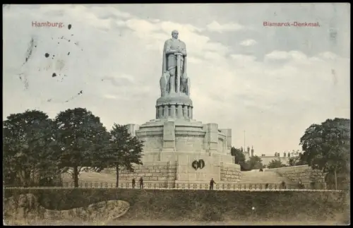 Ansichtskarte St. Pauli-Hamburg Bismarck-Denkmal 1914