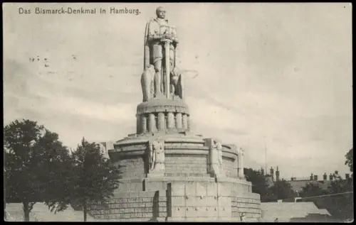 Ansichtskarte St. Pauli-Hamburg Das Bismarck-Denkmal in Hamburg 1912