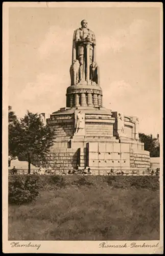 Ansichtskarte St. Pauli-Hamburg Bismarck-Denkmal 1930
