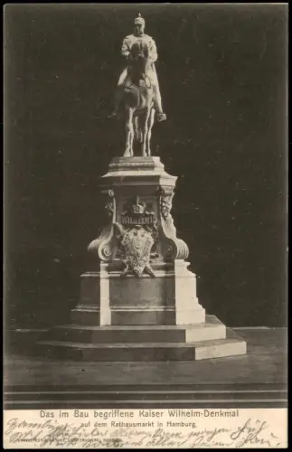 Ansichtskarte Hamburg Im Bau Kaiser Wilhelm-Denkmal  Rathausmarkt 1903