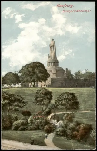 Ansichtskarte St. Pauli-Hamburg Bismarck-Denkmal Künstlerkarte 1909