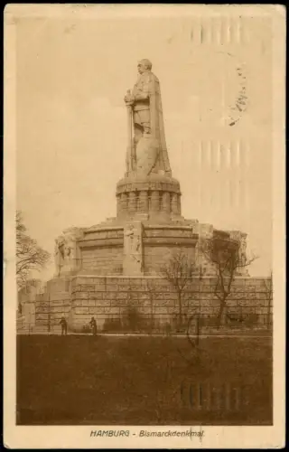 Ansichtskarte St. Pauli-Hamburg Partie Bismarck-Denkmal 1910