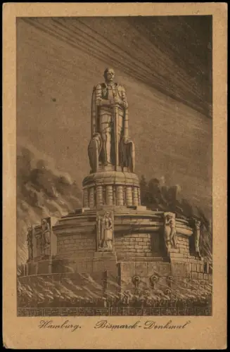 Ansichtskarte St. Pauli-Hamburg Bismarck-Denkmal 1927