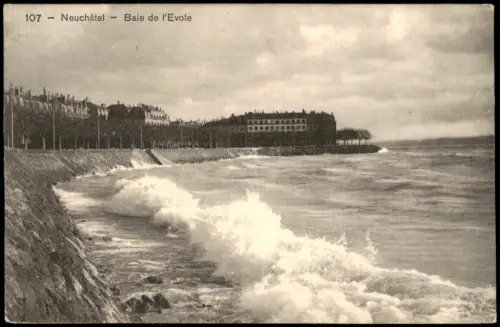 Neuenburg Neuchâtel (Neufchâtel) Umlandansicht Baie de l'Evole 1909