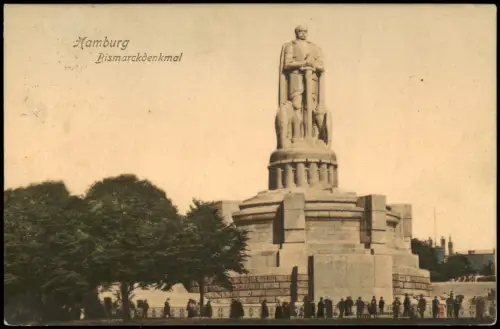 Ansichtskarte St. Pauli-Hamburg Partie am Bismarck-Denkmal 1908/1907