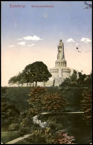 Ansichtskarte St. Pauli-Hamburg Bismarck-Denkmal 1914