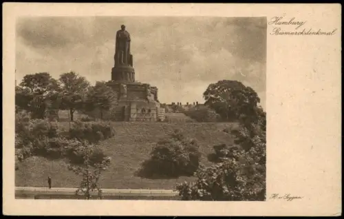 Ansichtskarte St. Pauli-Hamburg Umgebung am Bismarck-Denkmal 1920