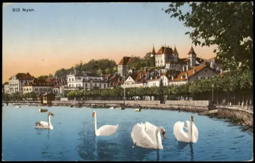 Ansichtskarte Nyon Panorama, Stadt-Teilansicht 1910