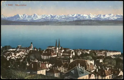 Neuenburg Neuchâtel Neufchâtel Panorama Blick zu den Schweizer Alpen 1910