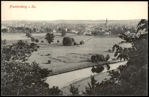 Ansichtskarte Frankenberg (Sachsen) Flußpartie und Stadt 1915