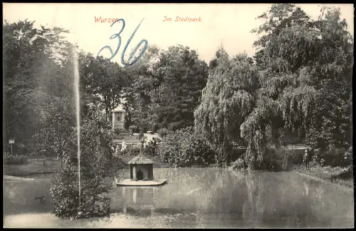 Ansichtskarte Wurzen Im Stadtpark Schwanenhaus Denkmal 1915
