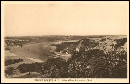 Ansichtskarte Seußlitz-Nünchritz (Elbe) Blick Löbsal ins untere Elbtal 1927