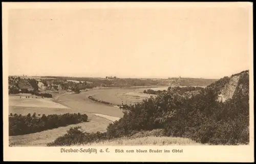 Seußlitz-Nünchritz (Elbe) Blick vom bösen Bruder ins Elbtal 1927