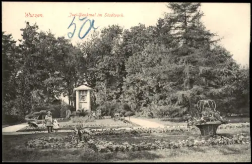 Ansichtskarte Wurzen Juel-Denkmal im Stadtpark. 1915