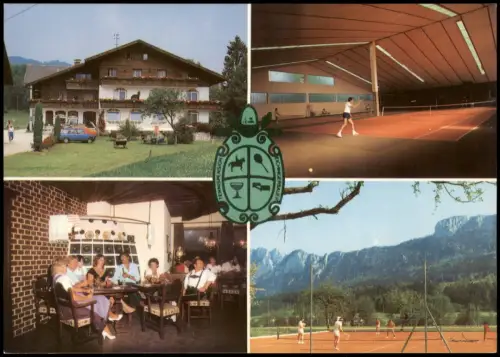 Mondsee Mehrbild-AK Tennis Tennispension Eichingerbauer Keuschen 1970