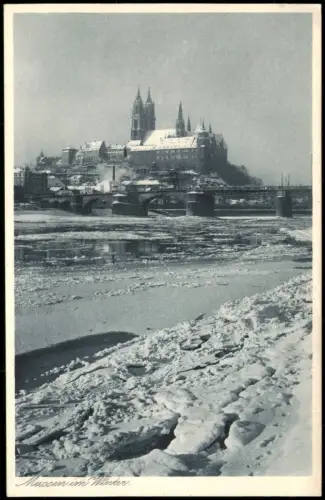 Ansichtskarte Meißen Stadt im Winter 1928