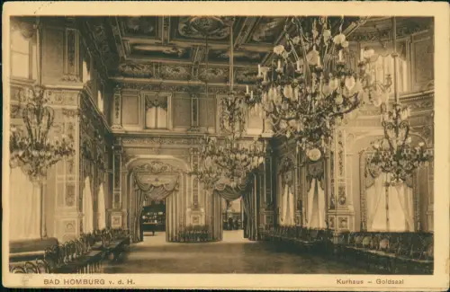 Ansichtskarte Bad Homburg vor der Höhe Kurhaus - Goldsaal 1928