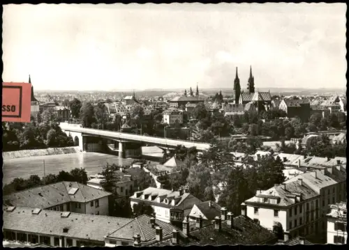 Basel Blick auf die Wettsteinbrücke und das Basler Münster 1958