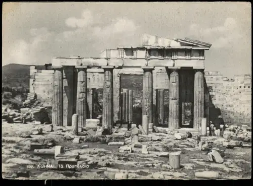 Postcard Athen Αθήνα Die Propyläen der Akropolis 1953