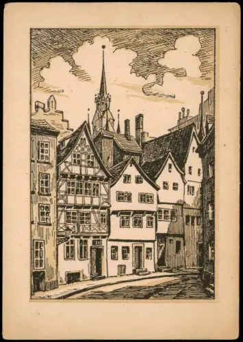 Halle (Saale) ALT-HALLE (TRÖDEL) nach ZEICHNUNG VON OSKAR BARTHOLD 1940