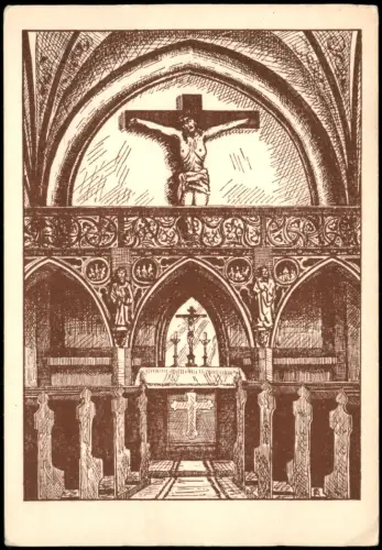 Ansichtskarte Hirzenhain Hirzenhainer Kirche mit Altar 1940