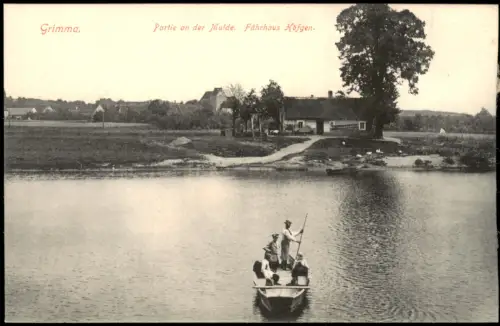 Ansichtskarte Grimma Partie an der Mulde. Fährhaus Höfgen. 1915
