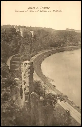 Ansichtskarte Döben-Grimma Feueresse mit Blick auf Schloss und Muldental 1915